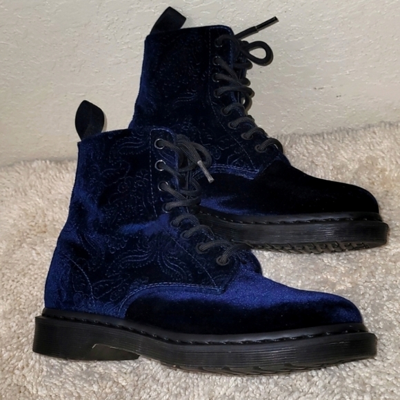 Dr. Martens Blue Velvet Boots - Picture 8 of 14